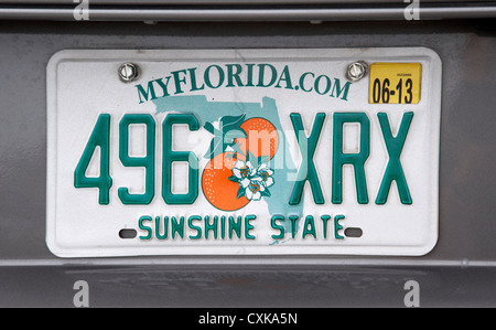 Florida Sunshine State University license Plate usa Stockfoto