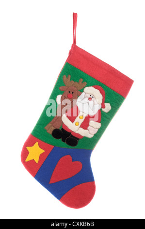 Weihnachtssocke isoliert auf weißem Hintergrund Stockfoto