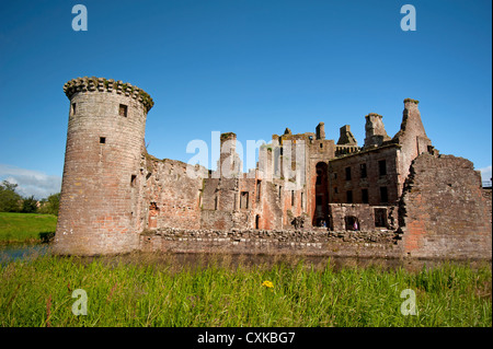 Caerlaverock Castle Grabenlöffel 13. Jahrhundert Schloss Dumfries and Galloway, Schottland.   SCO 8583 Stockfoto