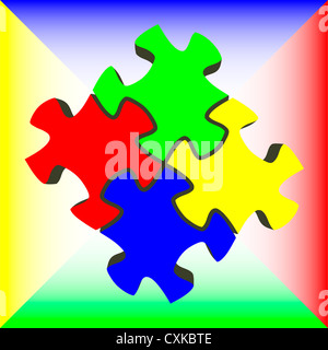 Puzzle-Teile farbigen Hintergründen. Vektor Stockfoto