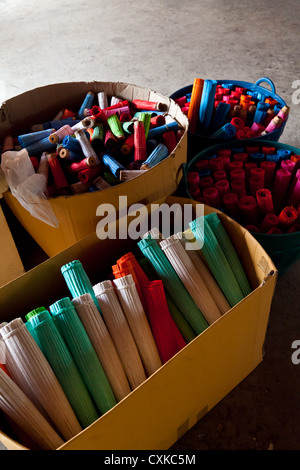 Traditionelle Papier Sonnenschirme in einer Manufaktur in Bo Sang in Thailand Stockfoto