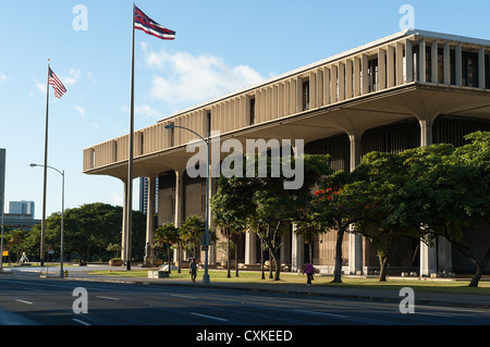 Elk284-1221 Hawaii, Oahu, Honolulu, Hawaii State Capitol Stockfoto