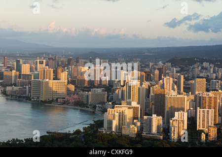 Elk284-1348 Hawaii, Oahu, Honolulu, Waikiki, Blick vom Diamond Head Stockfoto