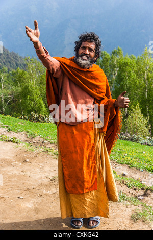 Sadhu aus Andhra Pradesh in Chandrakani Pass, Himachal Pradesh, Indien Himalaya Stockfoto