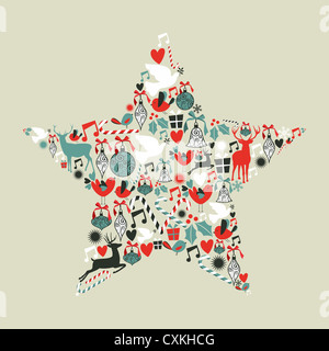 Weihnachts-Icons set in Form eines Sterns. Vektor-Illustration für einfache Handhabung und individuelle Färbung geschichtet. Stockfoto