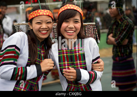 Die Menschen und die Kostüme des Stammes Lushai in Mizoram, ein Staat in Nordost-Indien. Stockfoto