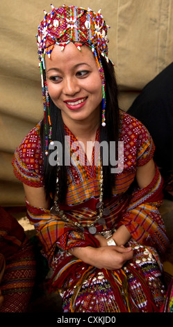 Die Kostüme und Schmuck des Stammes Marra in Mizoram, ein Staat in Nordost-Indien. Stockfoto