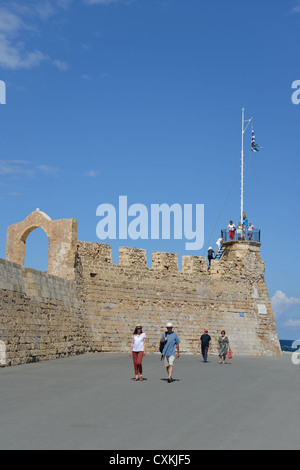 Wände von Firka Festung an Uferpromenade, Chania, Präfektur Chania, Kreta, Griechenland Stockfoto