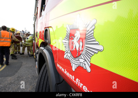 Kent Fire and Rescue Gerät und Brandbekämpfung Personal, Broadstairs, Kent, England, UK Stockfoto