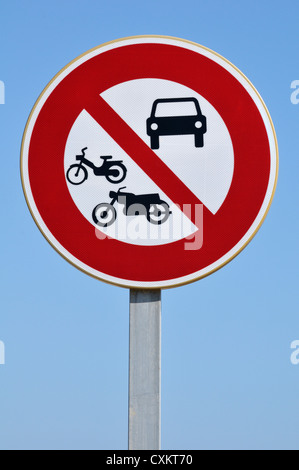 Keine Kraftfahrzeuge Zeichen, Sete, Herault, Frankreich Stockfoto