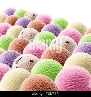 unterschiedlichen Geschmack der Eisportionierer auf weißen Hintergrund Stockfoto