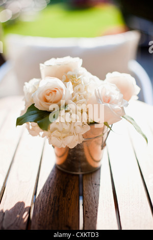 Blumen-Arrangement bei Hochzeit, Toronto, Ontario, Kanada Stockfoto