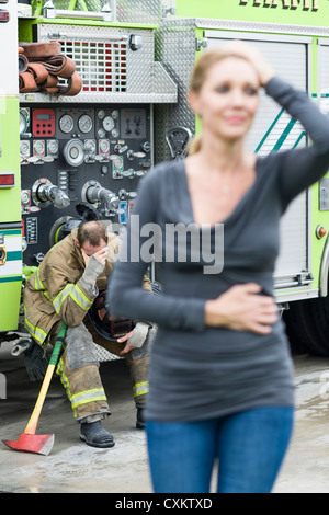 Feuerwehrmann und Frau, Florida, USA Stockfoto