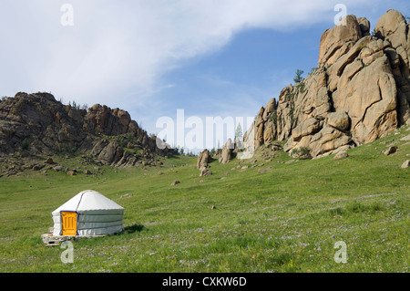 Mongolische Ger Gorkhi-Terelji Nationalpark, Mongolei Stockfoto