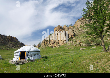 Mongolische Ger Gorkhi-Terelji Nationalpark, Mongolei Stockfoto