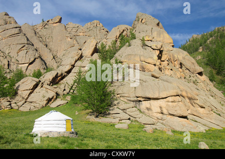 Mongolische Ger Gorkhi-Terelji Nationalpark, Mongolei Stockfoto