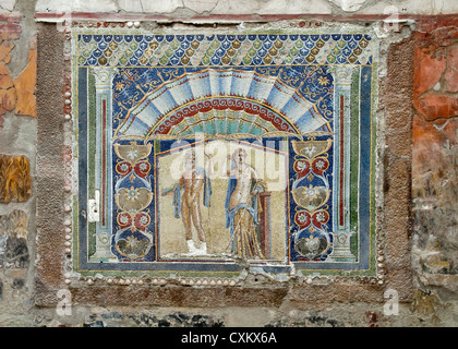 Mosaik von Neptun und Amphifrite ab 79 Anzeige an der antiken römischen Stadt/Ort von Herculaneum (Griechenland) Stockfoto