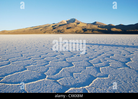 Blick auf den Vulkan Tunupa aus dem Salar de Uyuni Stockfoto