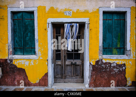 Bunte altes Haus Fassade, Burano, Venedig, Italien. Stockfoto
