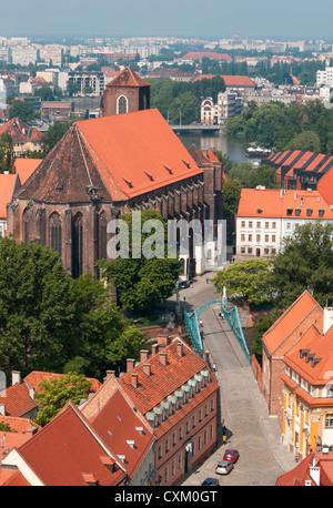 Church of Our Lady Jungfrau auf Sand Island und Tumski Bridge n Wroclaw/Breslau, Polen Stockfoto