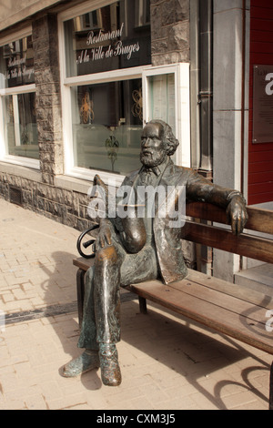 Bronze-Skulptur Statue von Adolphe Sax Erfinder des Saxophons Stockfoto