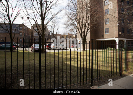 2122 North Clark Street Chicago Website des Valentinstag-Massakers nun einen privaten Parkplatz. Stockfoto