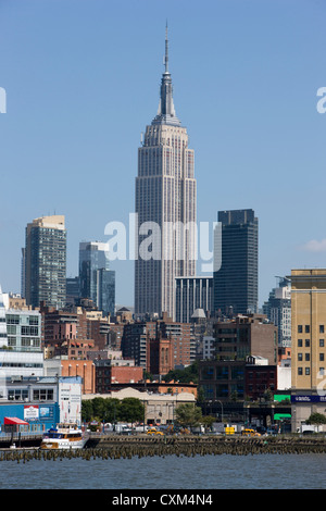 Das Empire State Building gesehen von der West Side von Manhattan, New York Stockfoto