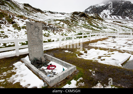 Grab von Ernst Henry Shackelton in Grytviken, Süd Georgien Insel. Stockfoto