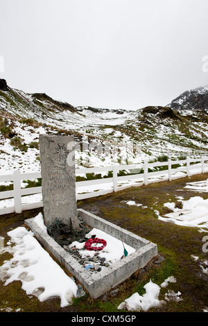 Grab von Ernst Henry Shackelton in Grytviken, Süd Georgien Insel. Stockfoto