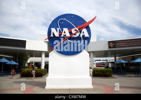 NASA-Logo Emblem Abzeichen am Kennedy Space Center Florida USA Stockfoto