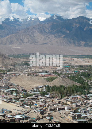 Blick vom Tsenmo Hügel nach Leh, Landschaft, Jammu und Kaschmir, Indien Stockfoto