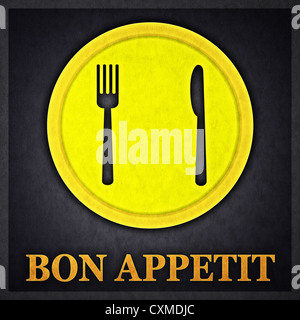 Bon Appetit Konzept Design Karte, erstellt in der Minimal Art Technik Stockfoto