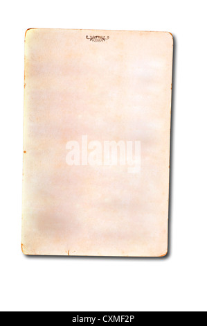 Leere Postkarte auf weißem Hintergrund Stockfoto