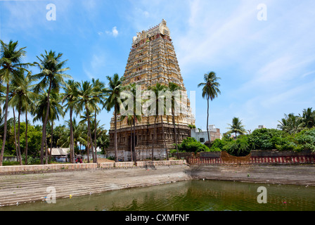 Turm von Lord Bhakthavatsaleswarar Tempel. Pallava-Könige errichteten. Thirukalukundram (Thirukkazhukundram) Tamilnadu Indien Stockfoto