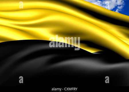 Flagge des Landes Sachsen-Anhalt, Deutschland. Hautnah. Stockfoto