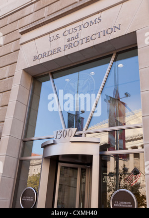 US Customs and Border Protection Gebäude Ortseingangsschild - Washington, DC USA Stockfoto