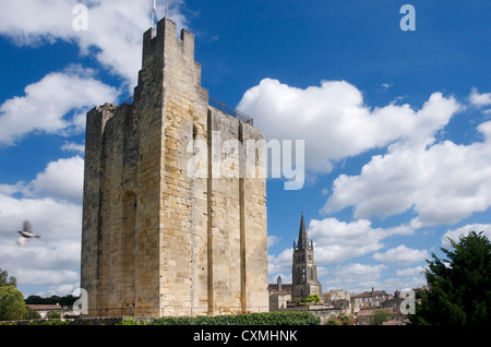 Chateau du Roi, Königsburg, Turm, Bergfried, Saint-Émilion, Gironde Bordeaux, Frankreich Stockfoto