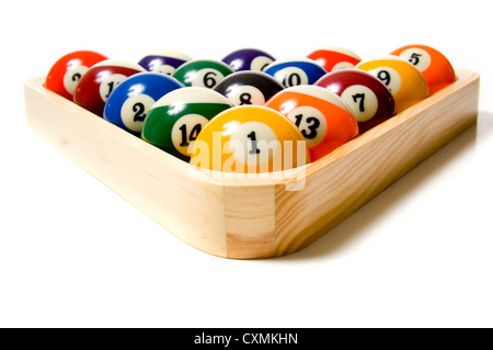 Bunten Pool oder Billard Kugeln auf weißem Hintergrund Stockfoto