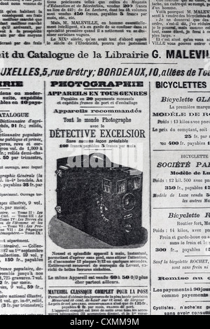 Le Petit Journal 1897 Werbung für "Detektiv Excelsior" Kamera Stockfoto