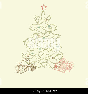 Schönen Weihnachtsbaum Abbildung. Weihnachtskarte Stockfoto