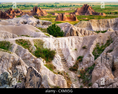 Leiter auf Notch Trail. Badlands Nationalpark, South Dakota. Stockfoto