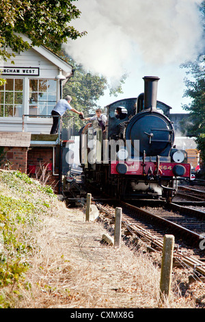 North Norfolk Railway. J15 Dampflokomotive Sheringham verlassen und Reisen in Richtung Weybourne auf dem Weg zu Holt. Stockfoto