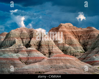 Bunte Felsen an Badlands Nationalpark, South Dakota Stockfoto