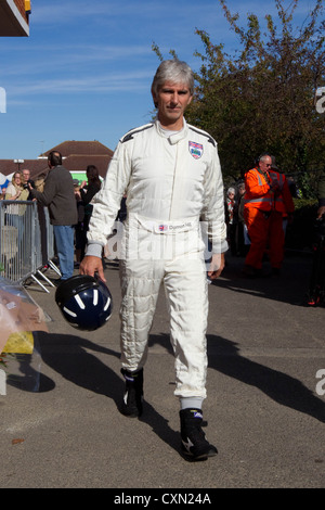 Damon Hill besucht die BRM-Tag in der Marktstadt von Bourne, Lincolnshire Stockfoto