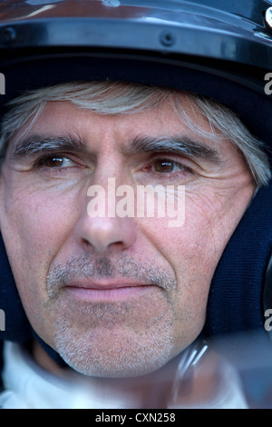 Damon Hill besucht die BRM-Tag in der Marktstadt von Bourne, Lincolnshire Stockfoto