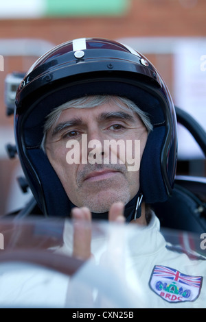 Damon Hill besucht die BRM-Tag in der Marktstadt von Bourne, Lincolnshire Stockfoto