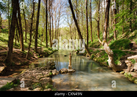Geburt des Flusses Ebro in Fontibre in Campoo Region Kantabrien, Spanien Stockfoto