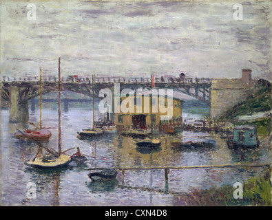 Claude Monet, Brücke in Argenteuil auf einem grauen Tag, Französisch, 1840-1926, c. 1876, Öl auf Leinwand Stockfoto