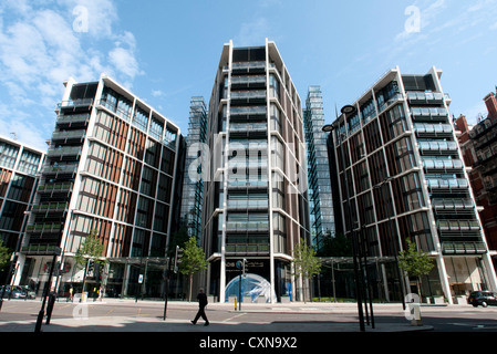 One Hyde Park, einer der teuersten Adressen Londons. Gebäude von Rogers Stirk Harbour (Richard Rogers) Stockfoto