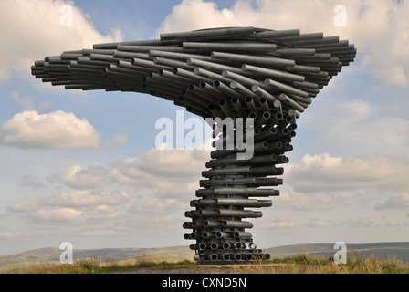 Der Gesang Klingeln Baum in Crown Point mit Blick auf Burnley in Lancashire UK Stockfoto